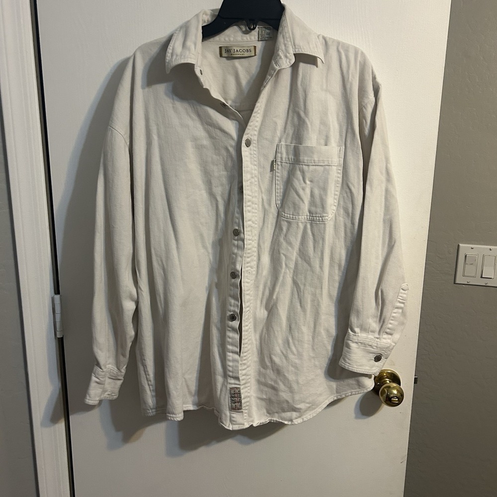 Y2K Vintage Jay Jacobs Cream Denim Button Up Size Large